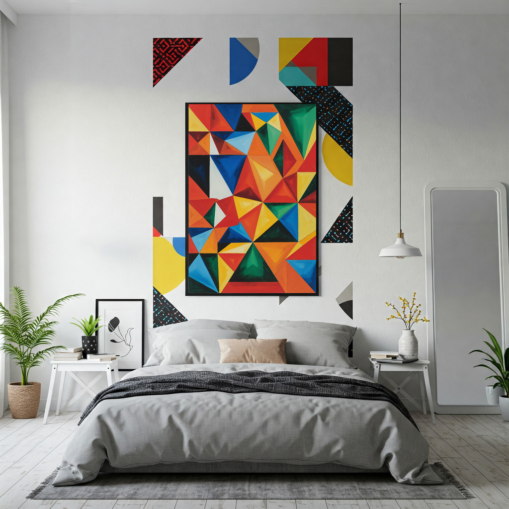 Abstract Geometric Triangle Art Print | Colorful Modern Decor