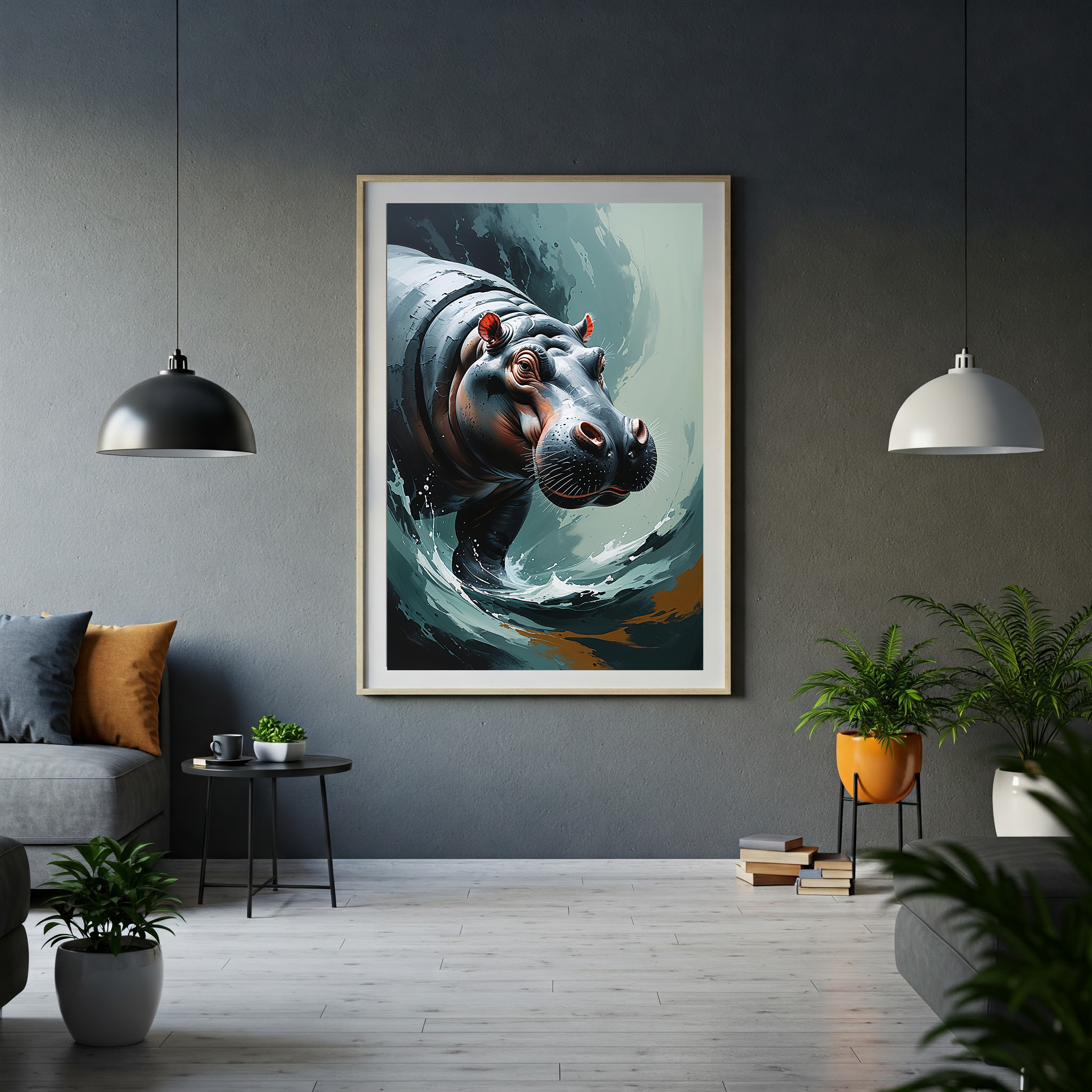 Abstract Hippopotamus II Art Print | Digital Download