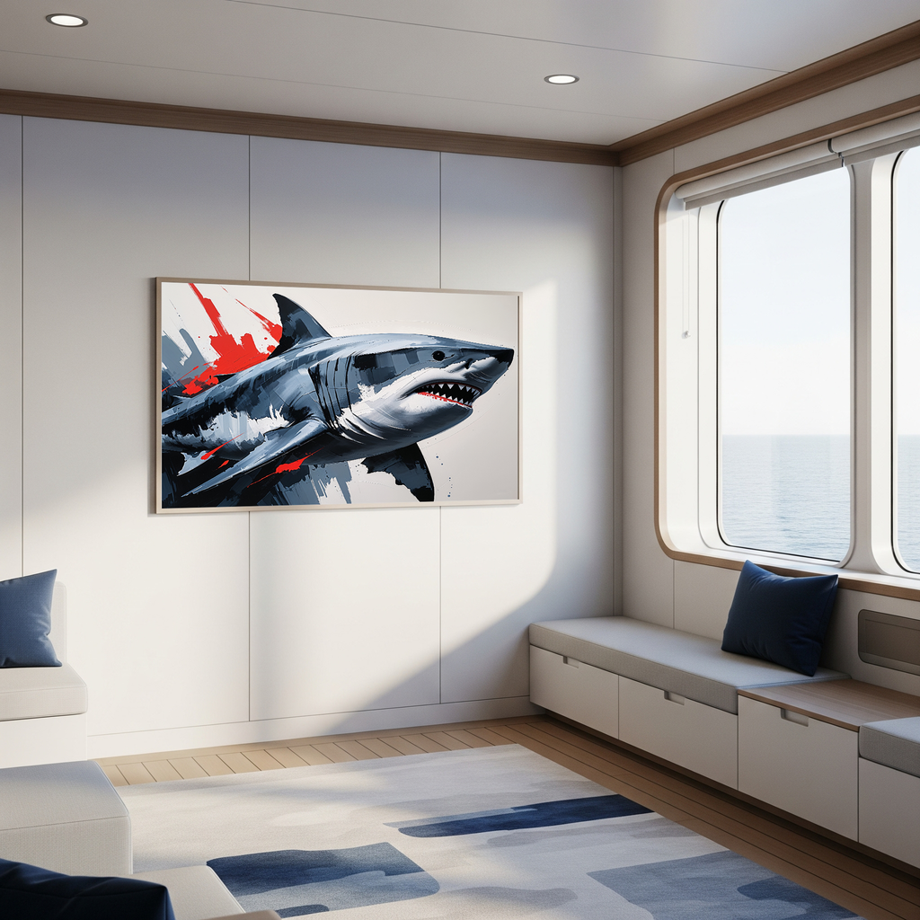 Modern Shark Painting Expressive Wall Art | Digital Download