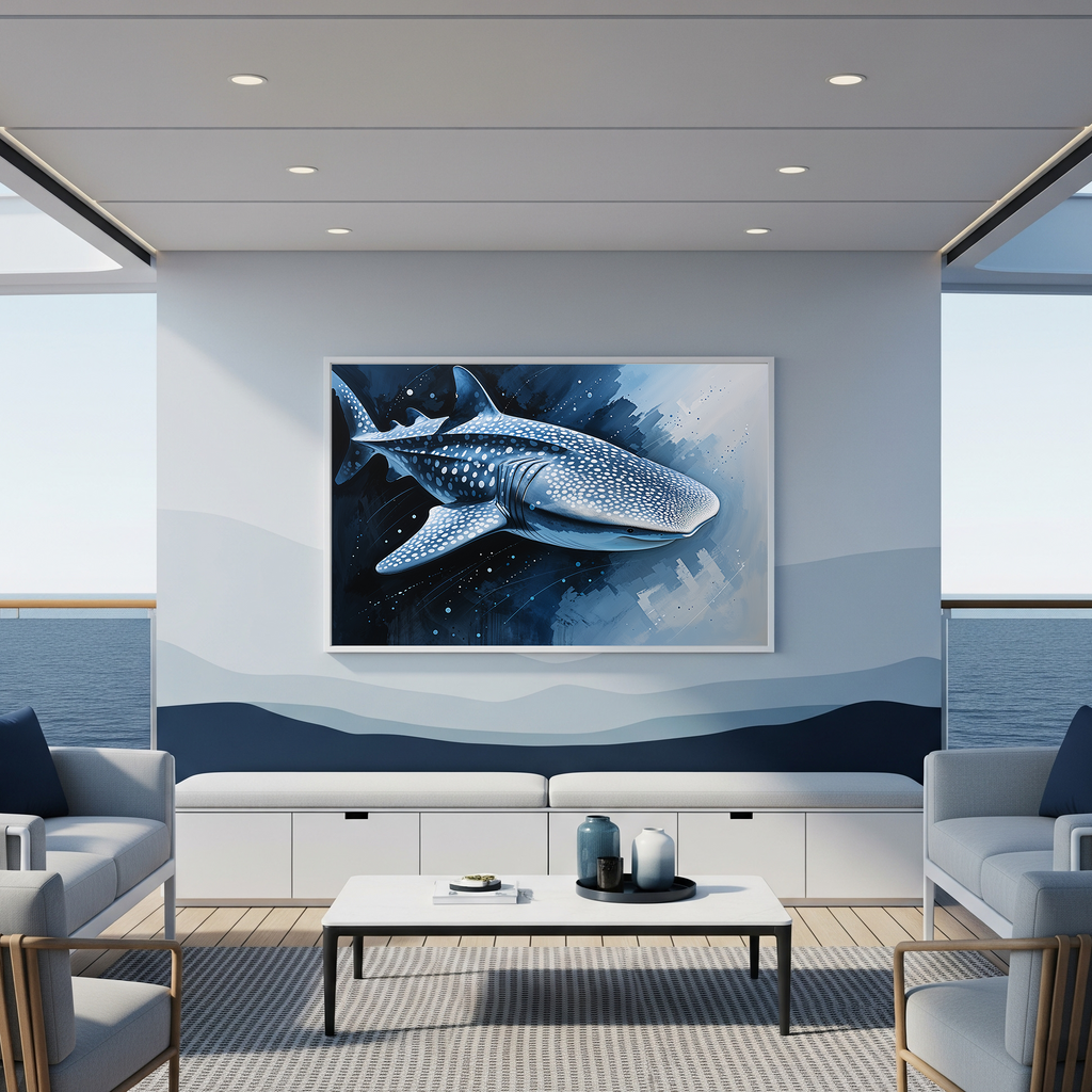 Abstract Whale Shark Blue Painting Wall Art | Digital Download