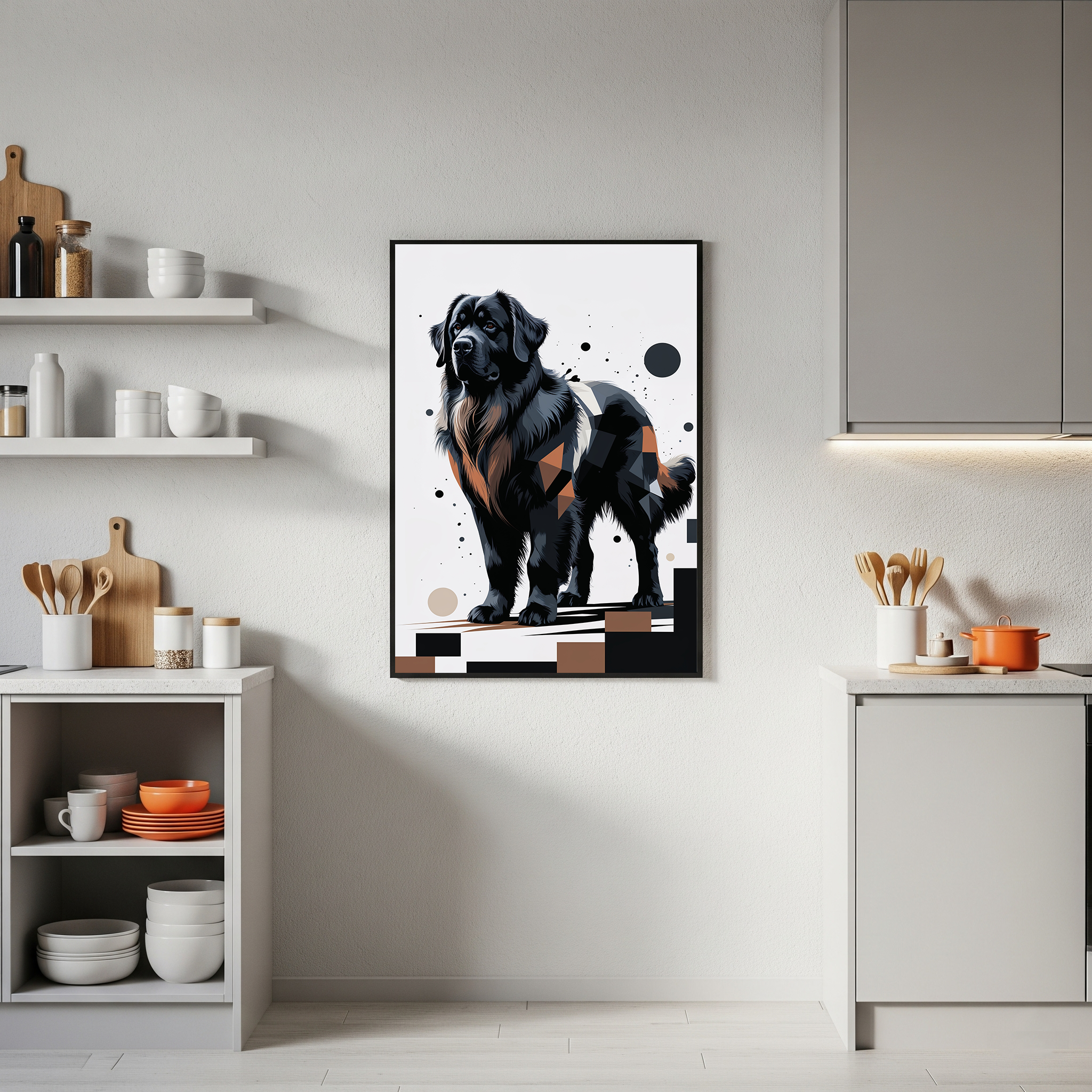 Geometric Newfoundland Dog Art Print | Digital Download