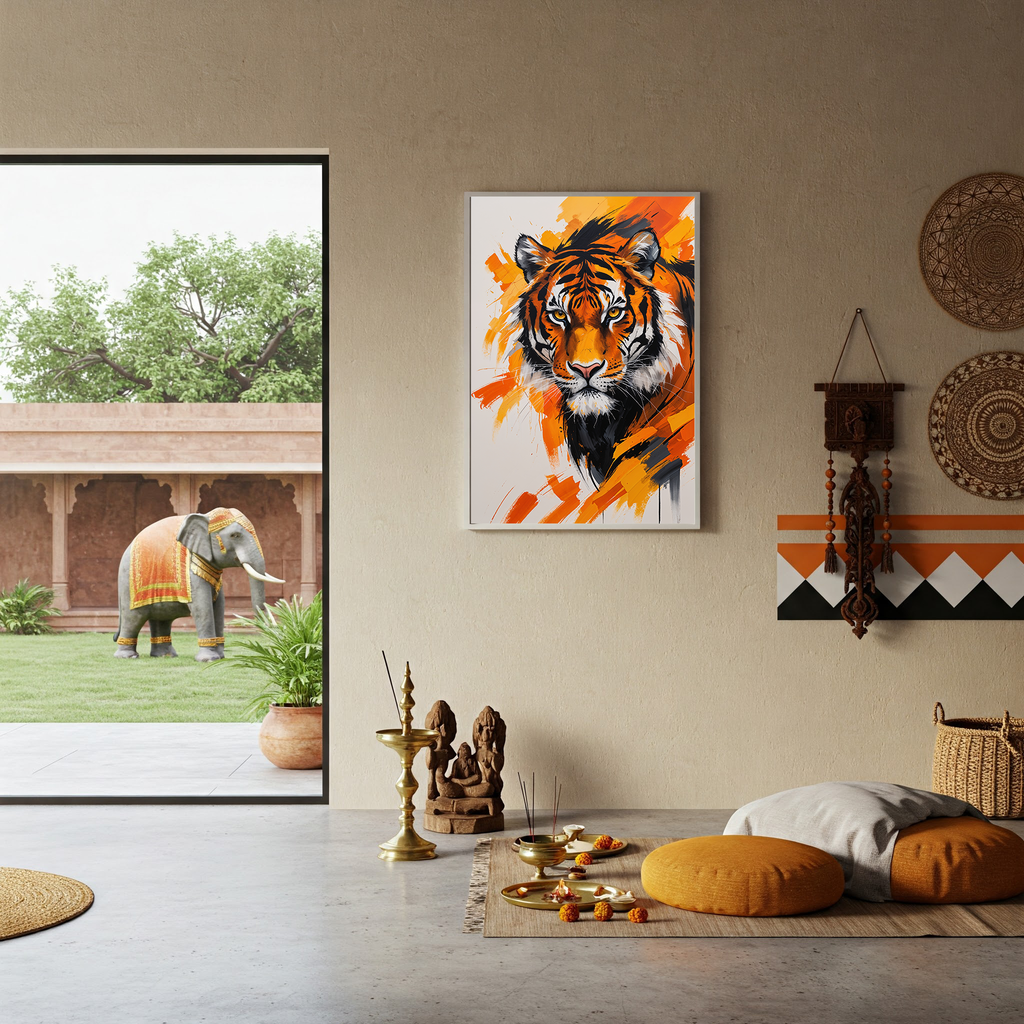 Abstract Tiger Face Wall Art Print | Digital Download