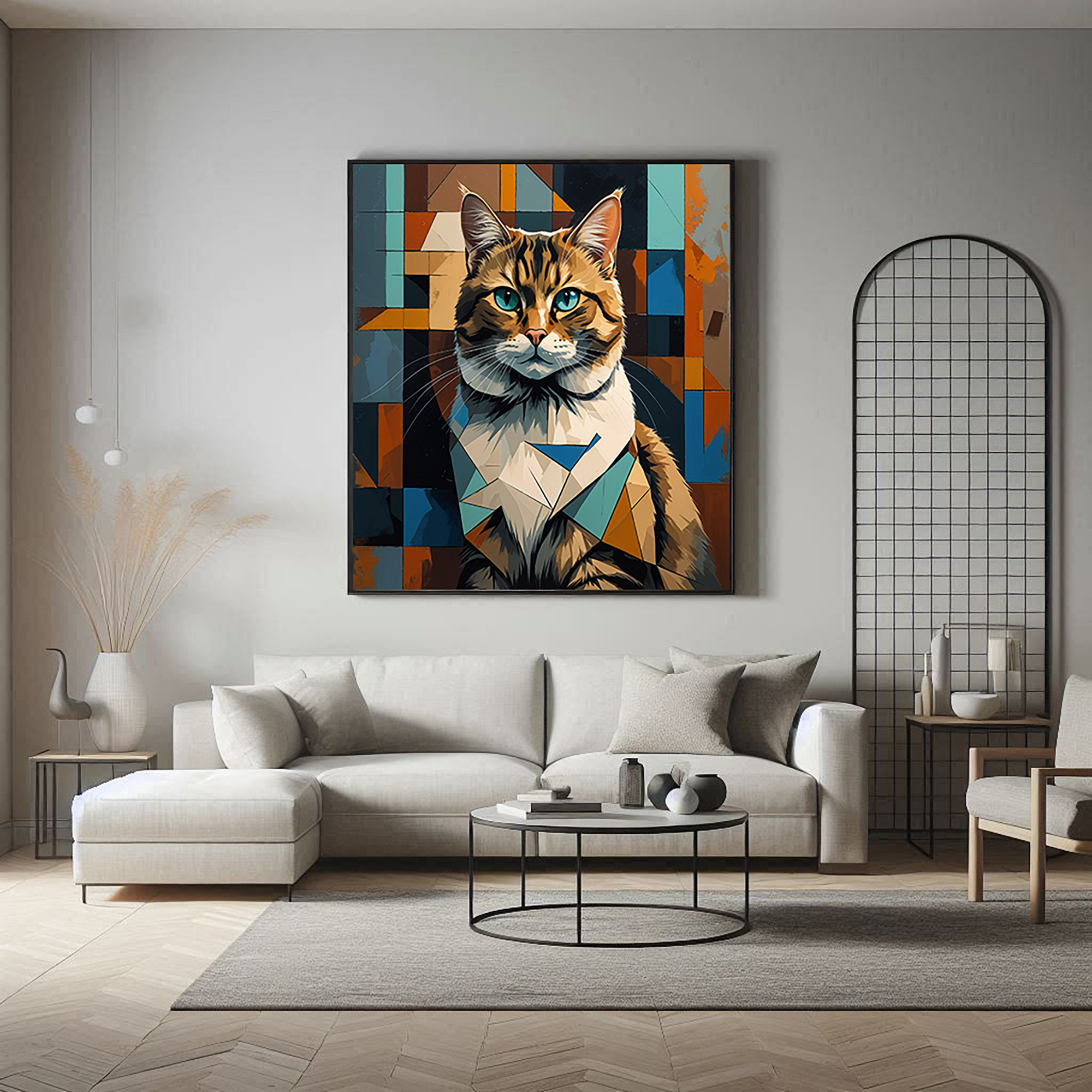 Cubist Tabby Cat Geometric Art Print