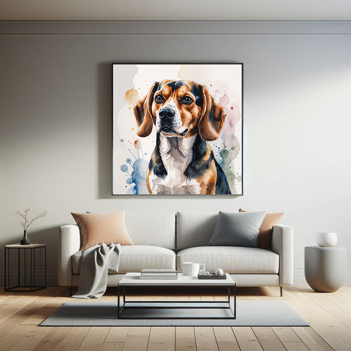 Watercolor Beagle Dog Painting Printable Wall Art — alternate gallery view
