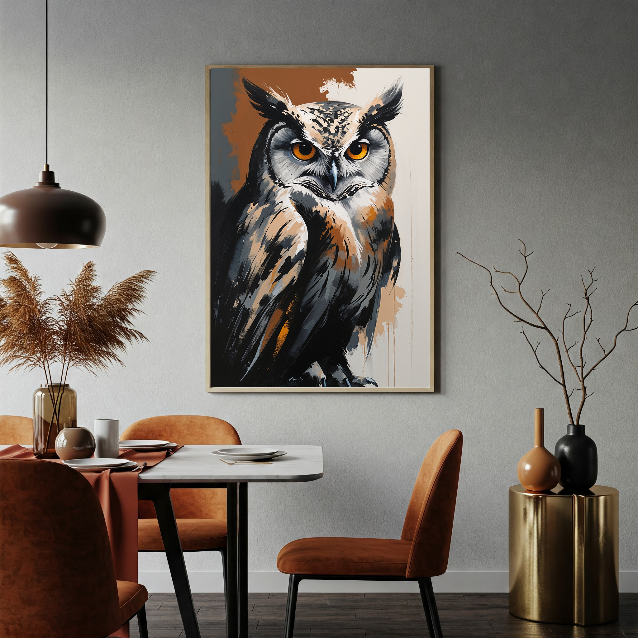 Abstract Owl Portrait Wall Art Print | Digital Download