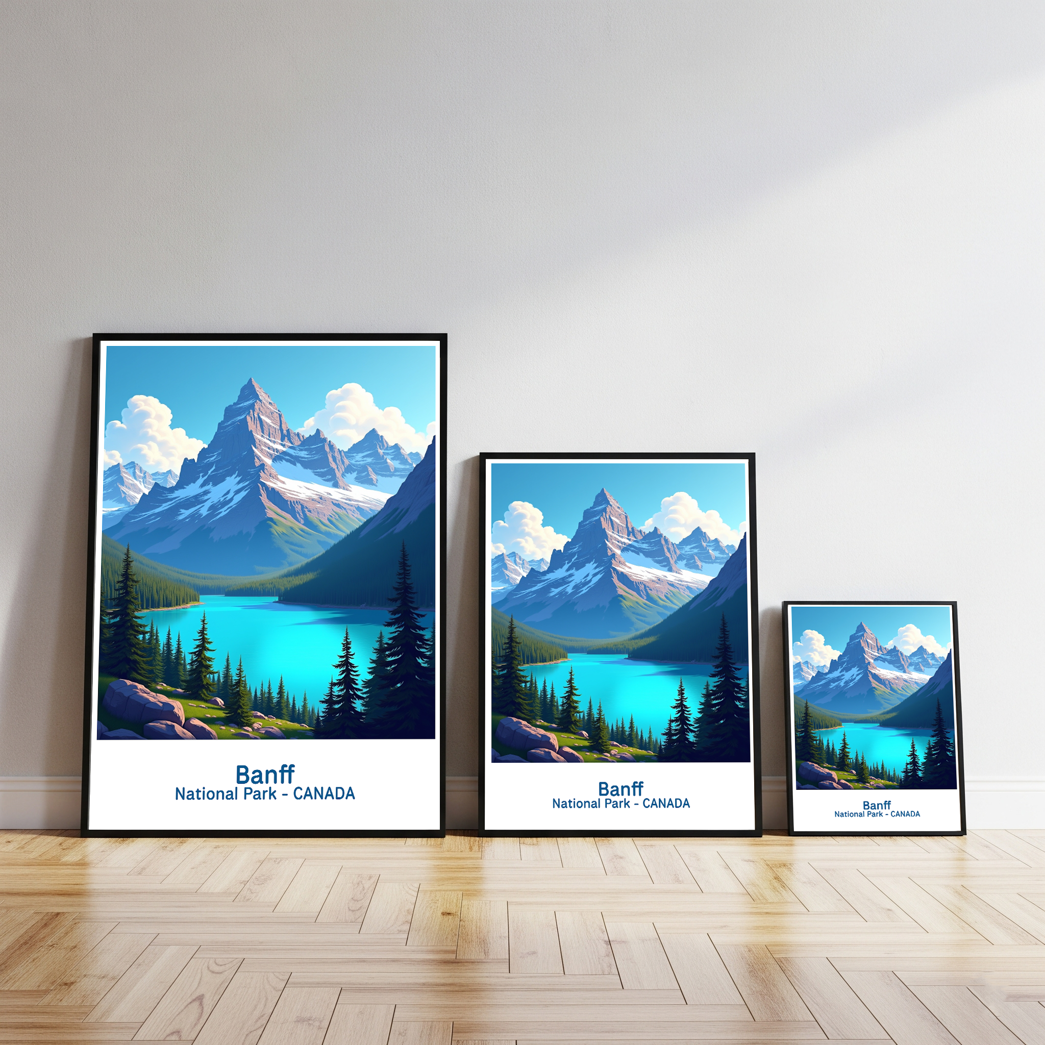 Digital art of Banff National Park by Reflectionare, showcasing mountain landscapes and scenic wilderness in vibrant colors.