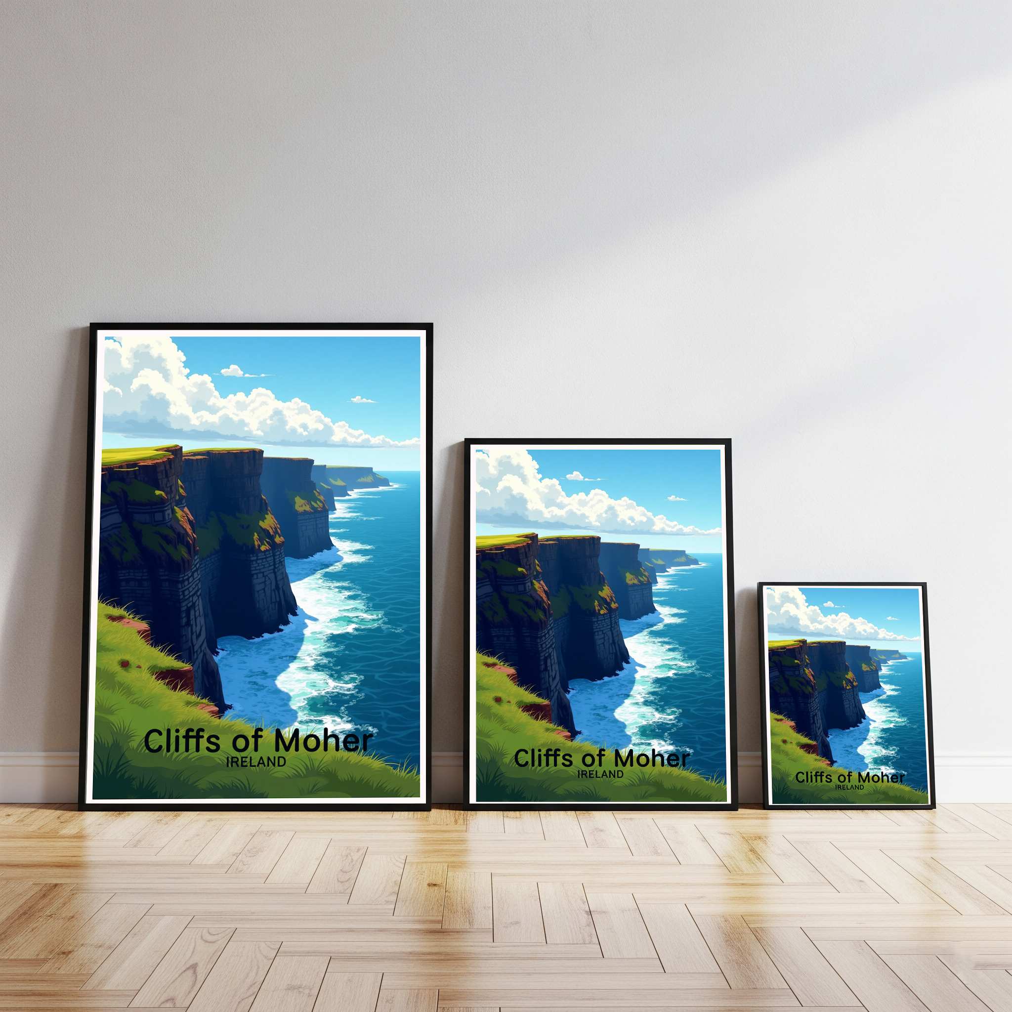 Digital art of the Cliffs of Moher by Reflectionare, showcasing dramatic cliffs and ocean views in vivid detail.