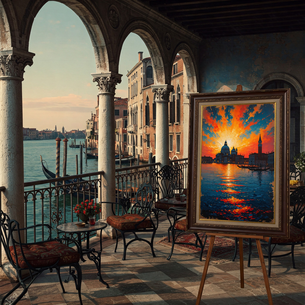 Venice Sunset Painting Canal Wall Art | Digital Download
