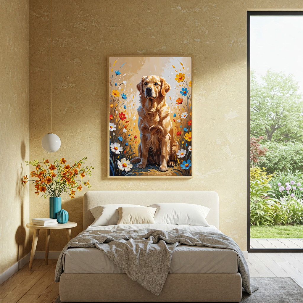 Golden Retriever in Wildflowers Wall Art | Digital Download