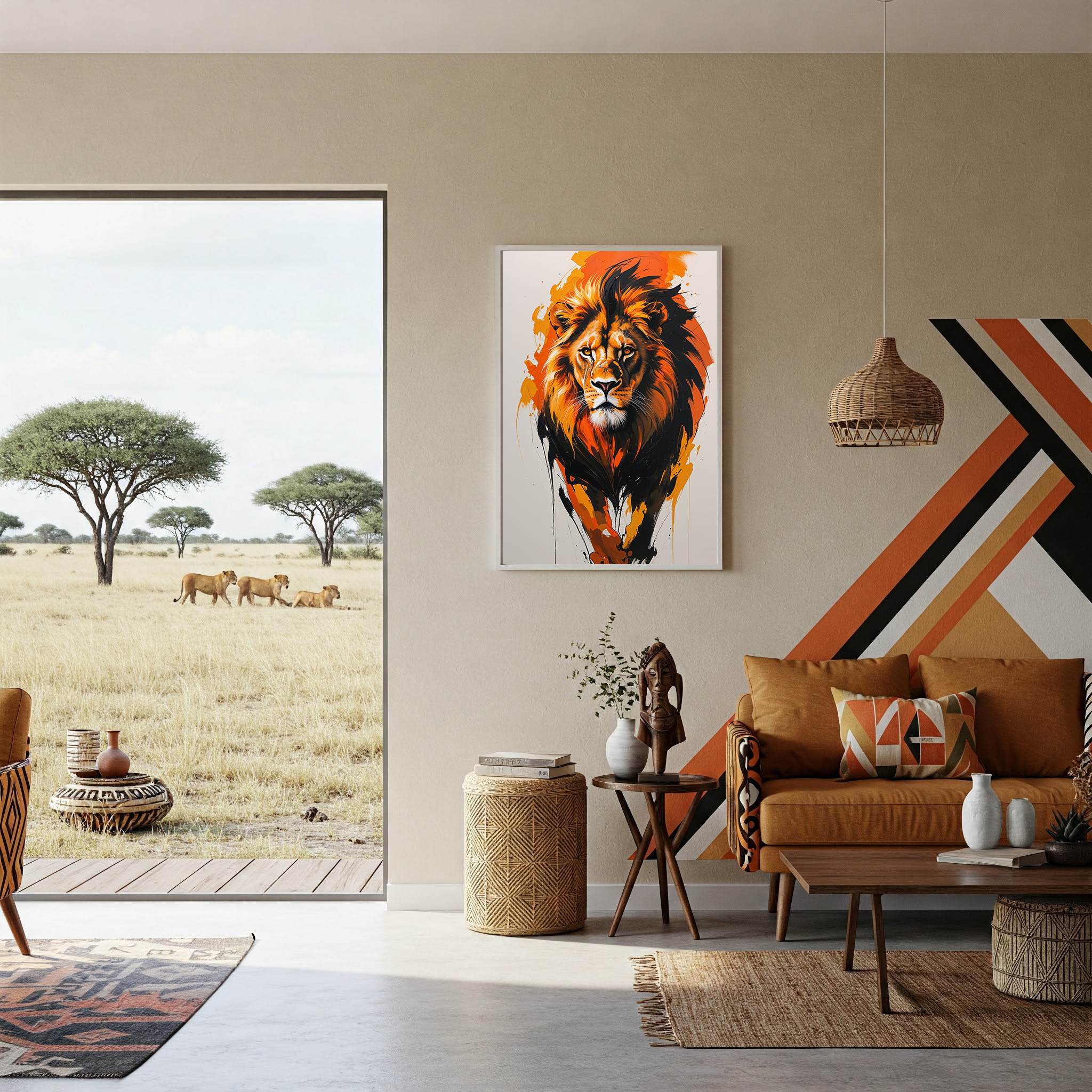 Modern Abstract Lion Wall Art | Digital Download