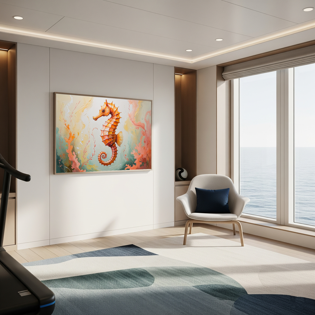 Abstract Orange Seahorse Watercolor Painting Art | Digital Download