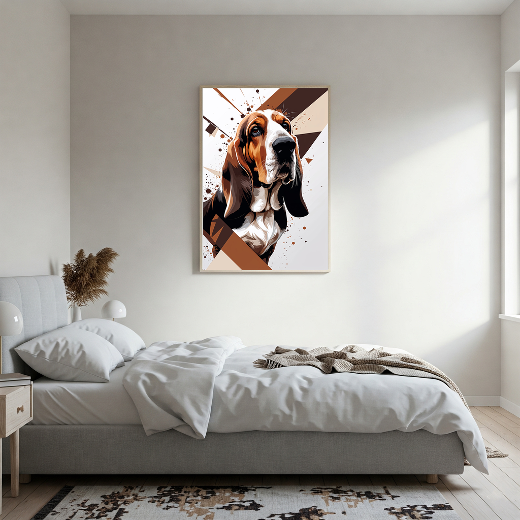 Geometric Basset Hound Art Print - Digital Download