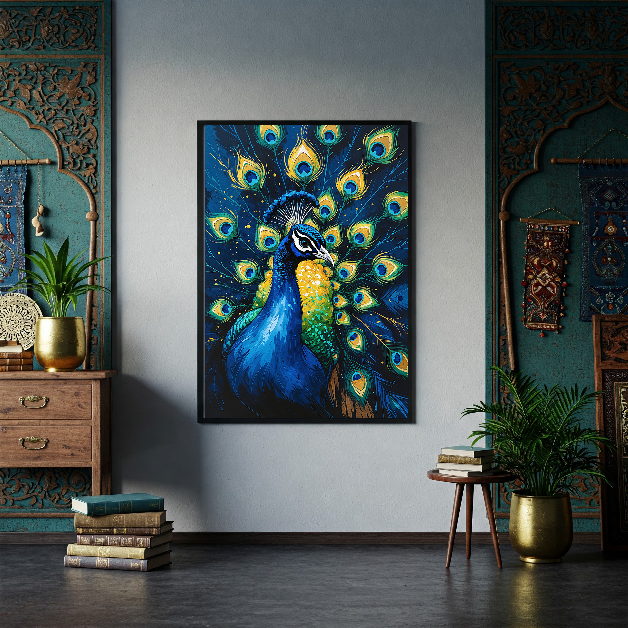 Abstract Peacock Portrait Wall Art Print | Digital Download