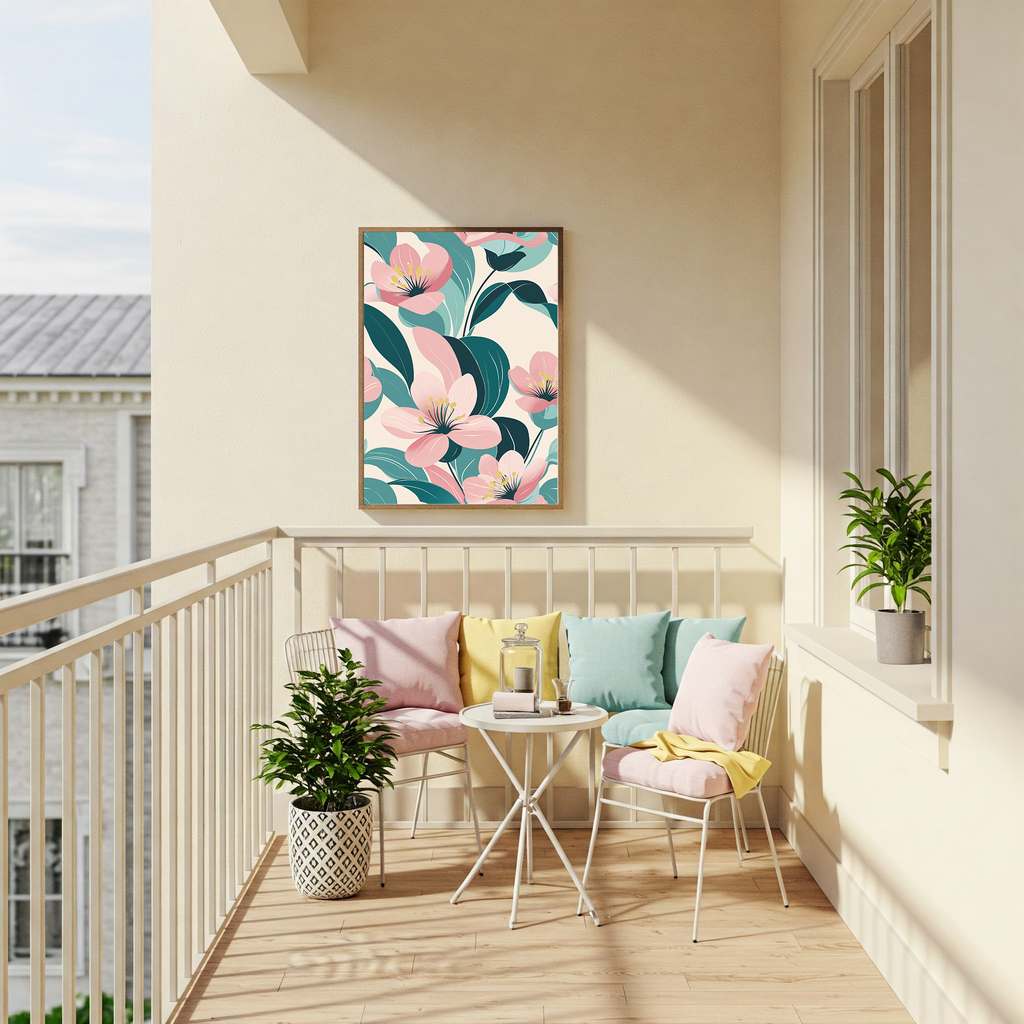Soft Pink Pastel Floral Pattern Wall Art — product detail view