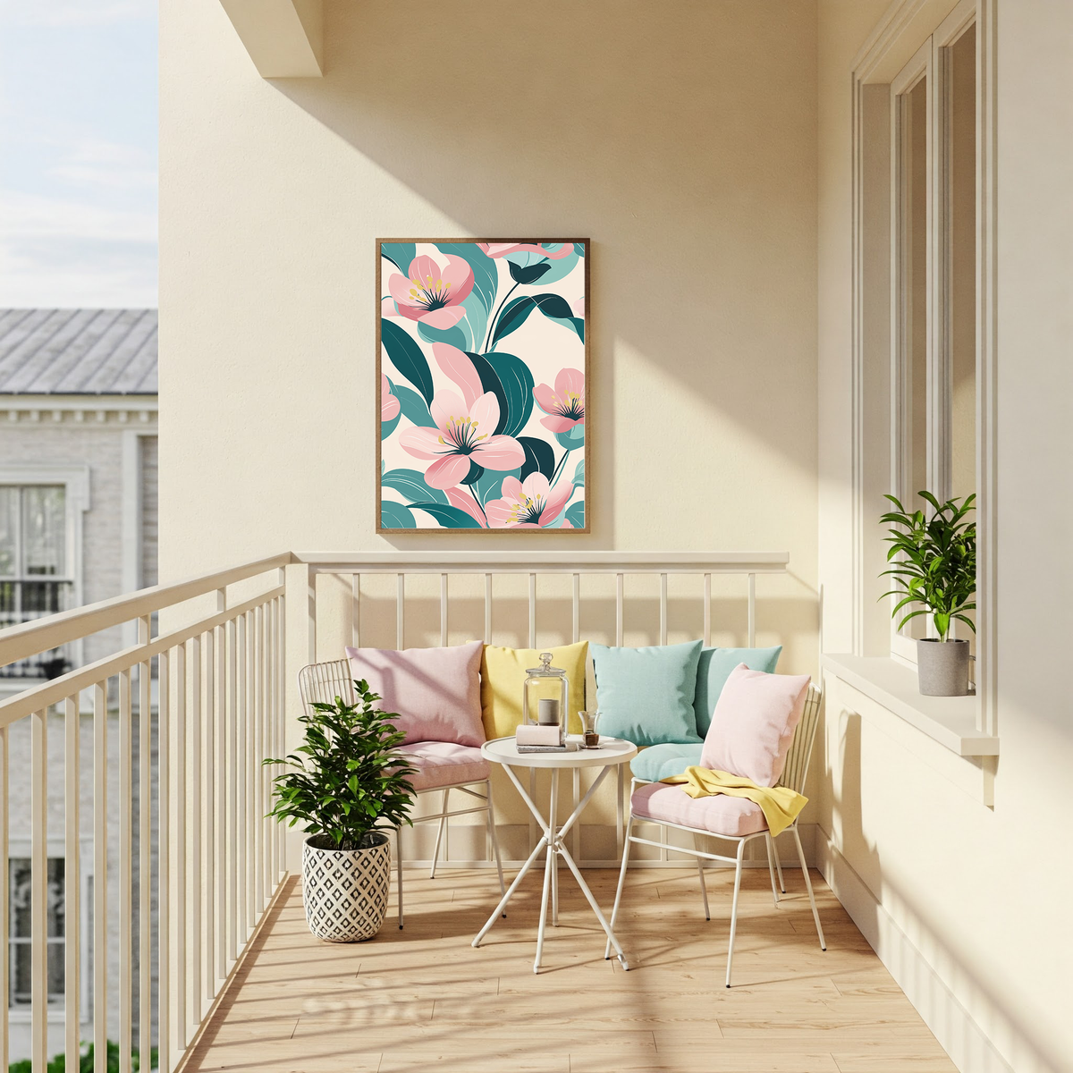 Soft Pink Pastel Floral Pattern Wall Art — product detail view