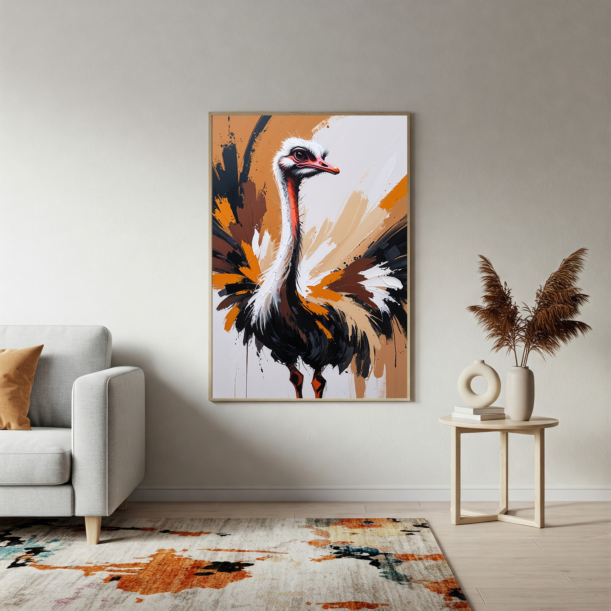 Abstract Ostrich Portrait Wall Art Print | Digital Download