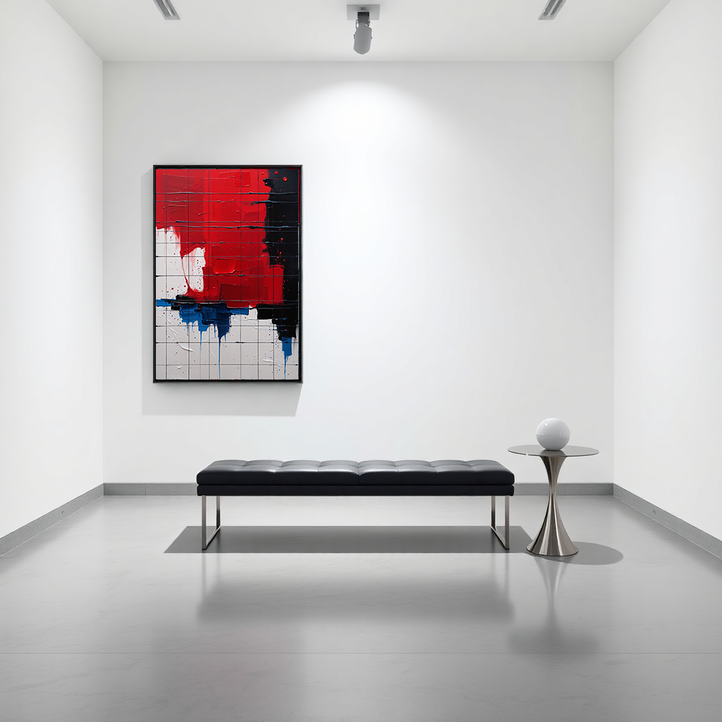 Grid Abstraction Red and Blue Textured Art | Digital Download