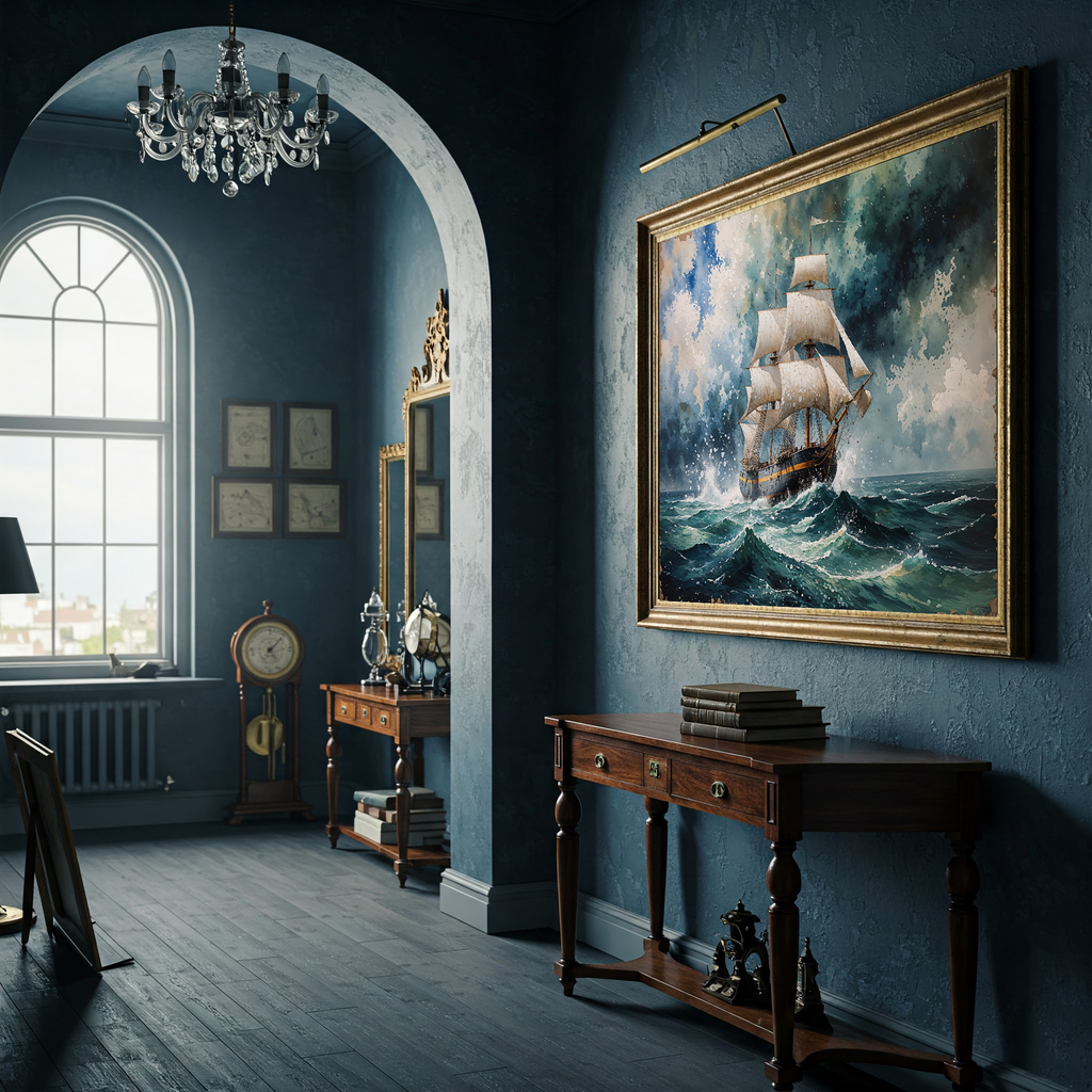 Vintage Tall Ship Sea Storm Painting | Digital Download