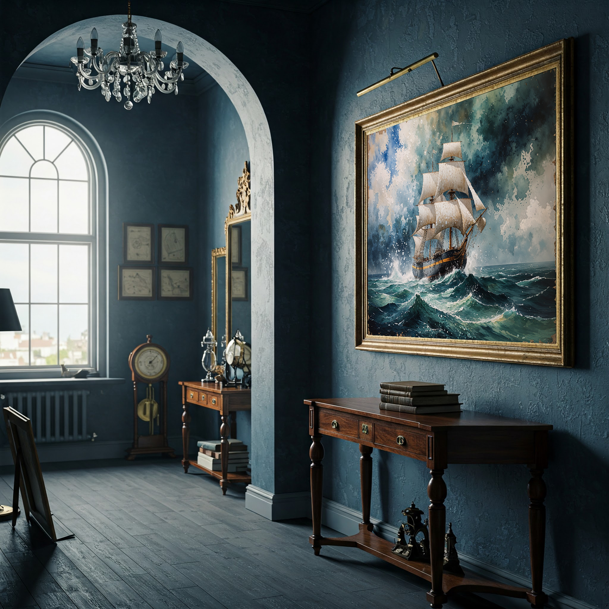 Vintage Tall Ship Sea Storm Painting | Digital Download