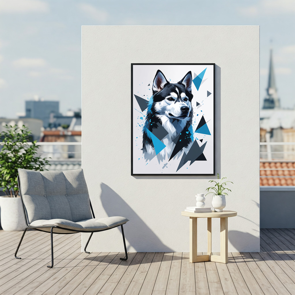 Geometric Husky Art Print - Digital Download