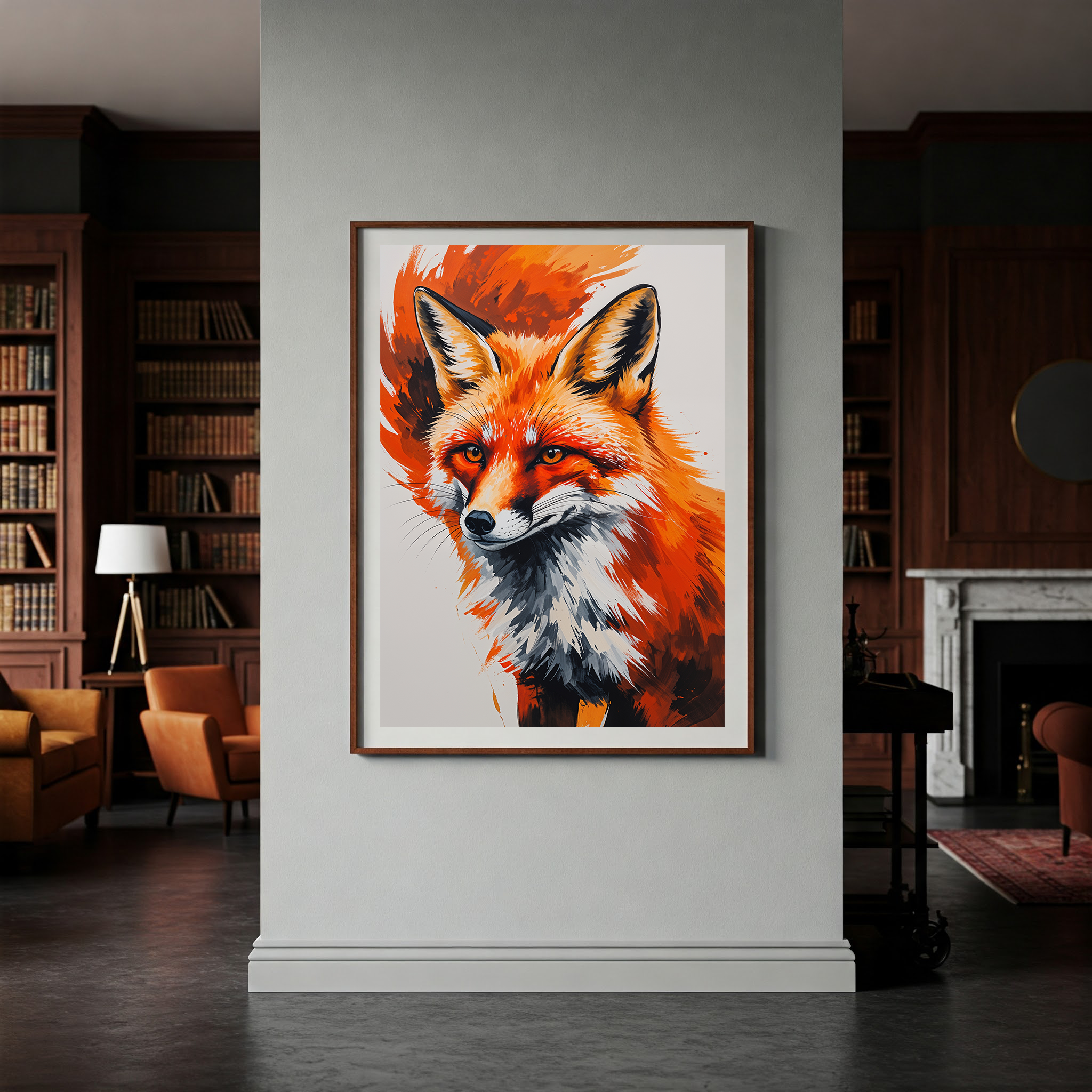 Abstract Red Fox Portrait Wall Art | Digital Download