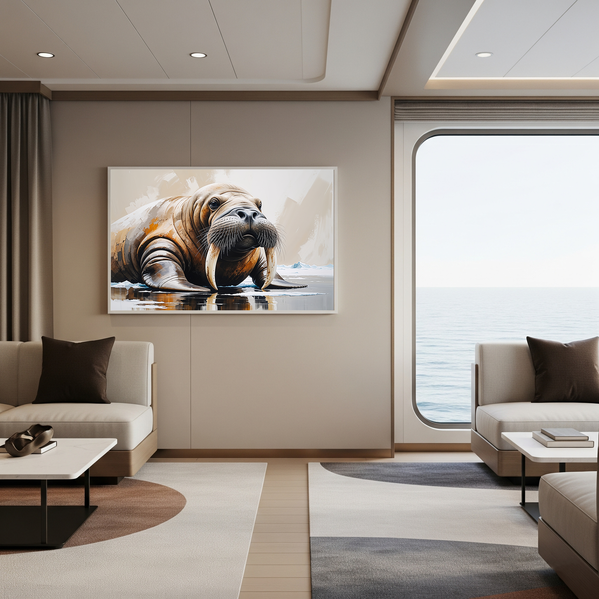 Abstract Walrus Arctic Wildlife Painting Art | Digital Download