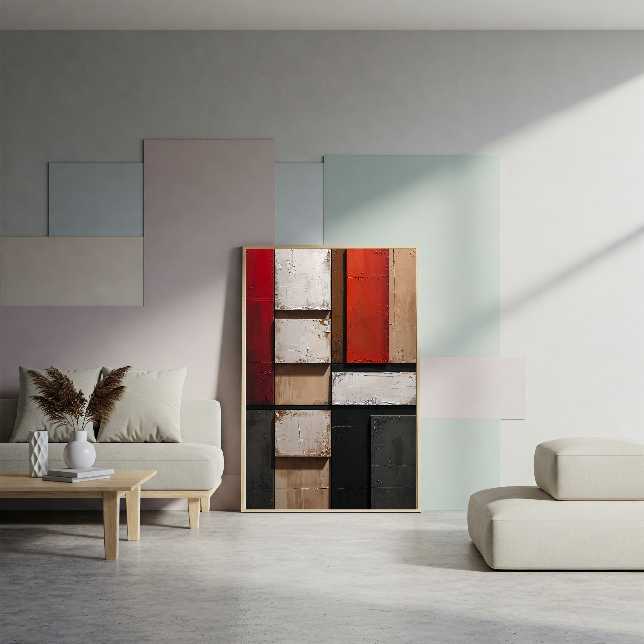 Abstract Geometric Panels Textured Wall Art | Digital Download