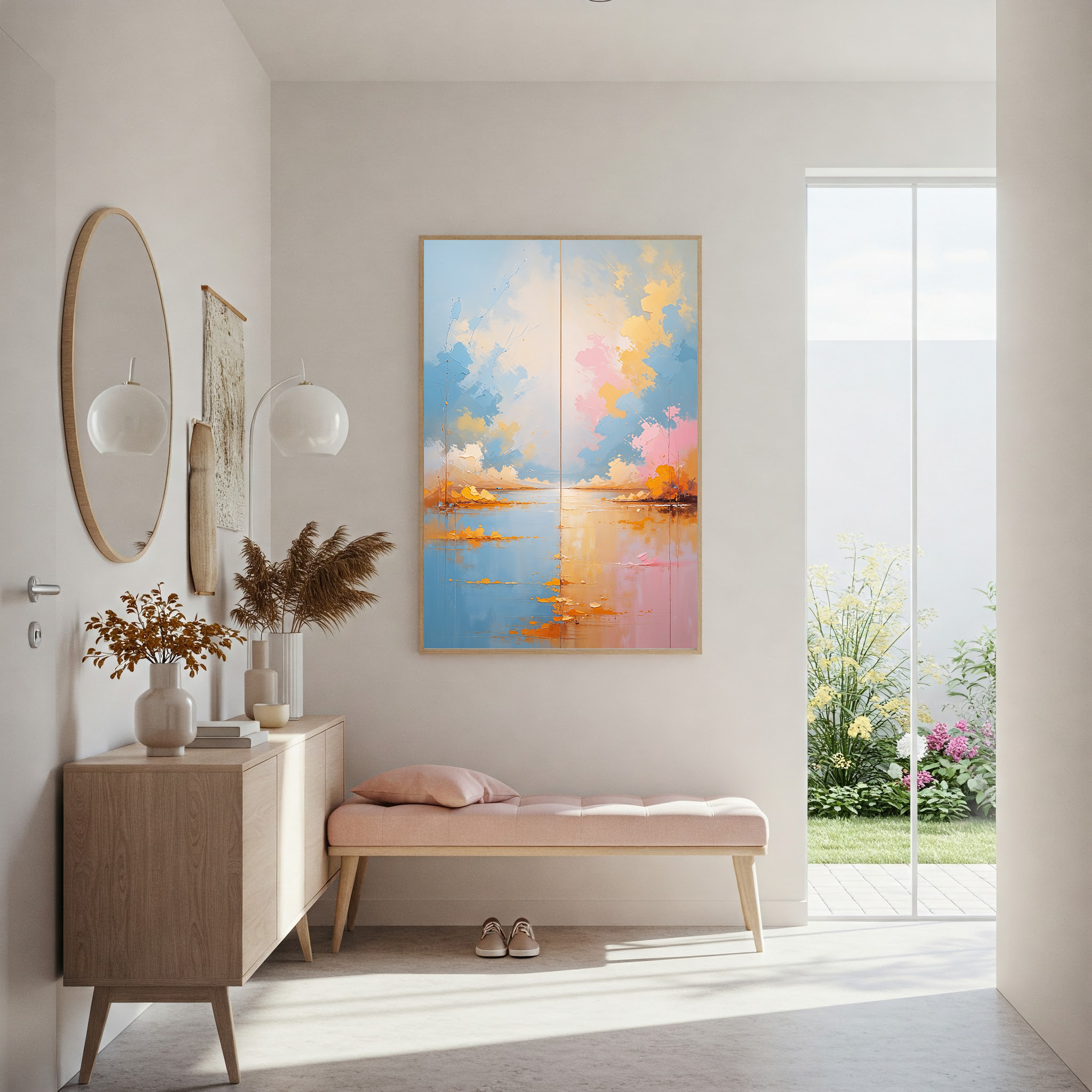 Twin Horizons Pastel Landscape Wall Art | Digital Download