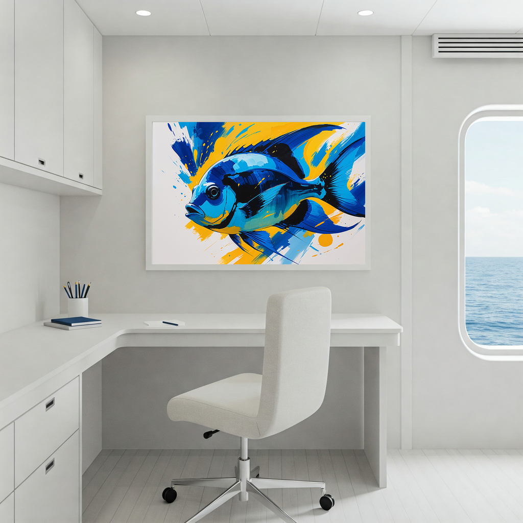 Abstract Blue Fish Poster | Digital Download