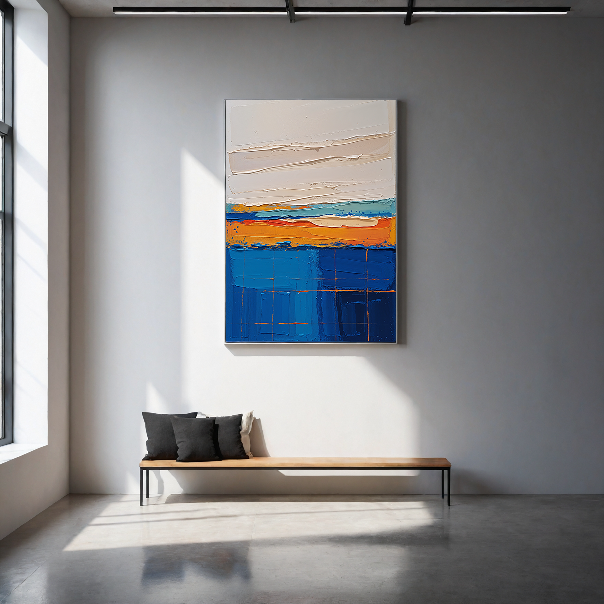 Textured Expressionism Blue and Orange Wall Art | Digital Download