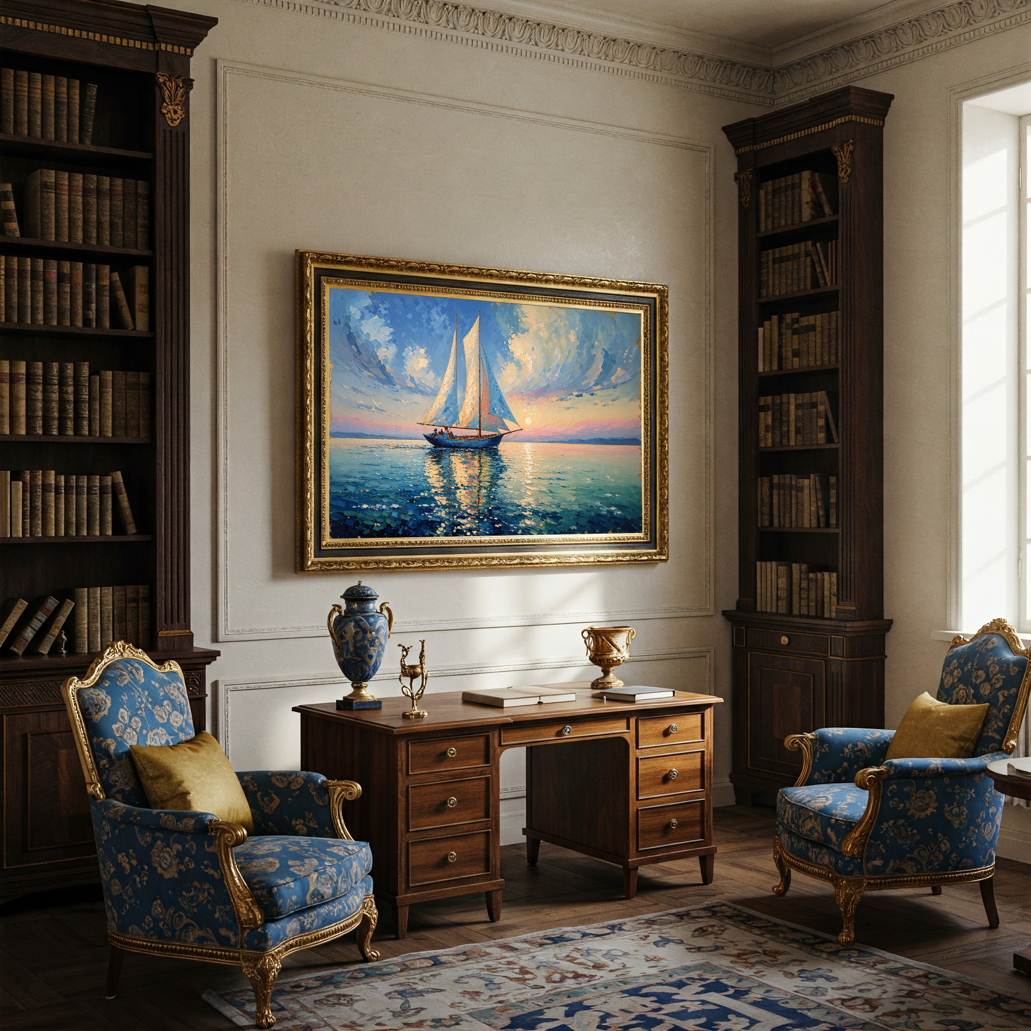 Sailboat Sunset Oil Painting Seascape | Digital Download