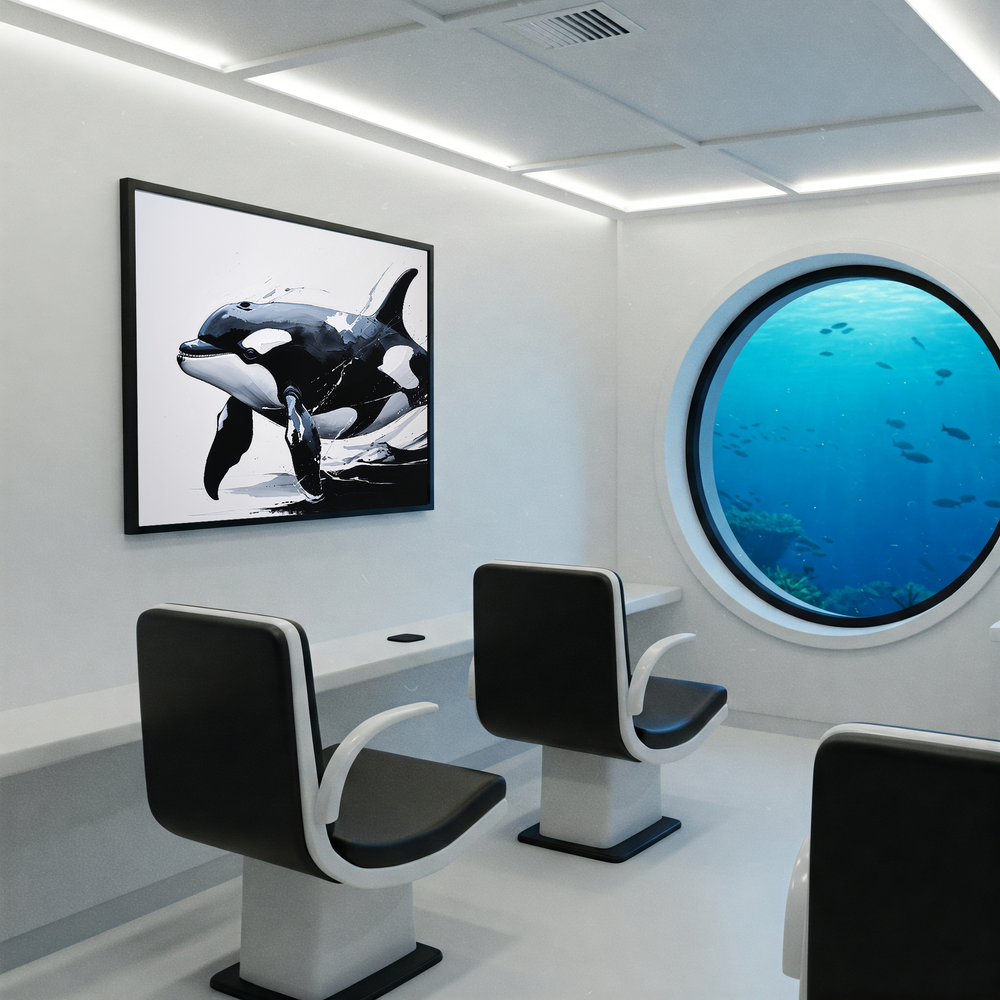 Abstract Orca Killer Whale Painting Wall Art | Digital Download