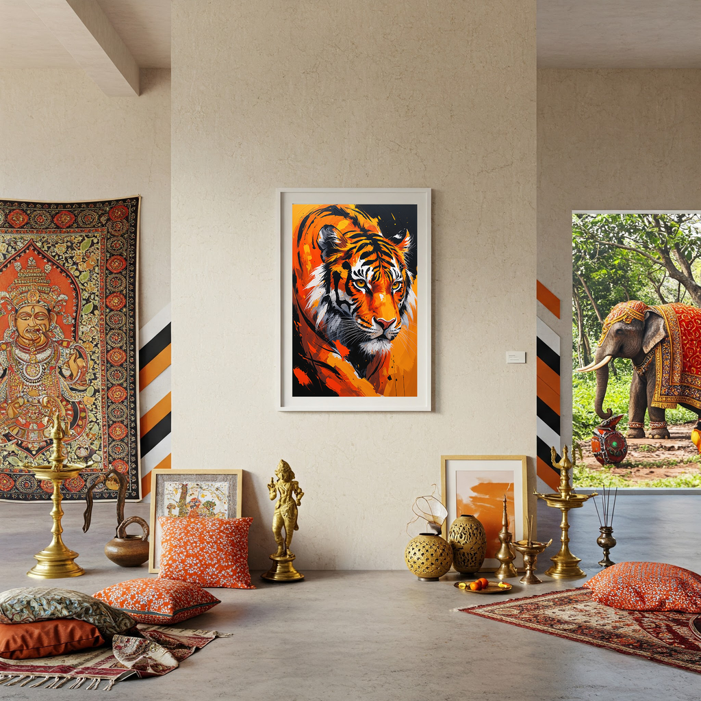 Abstract Tiger Portrait Wall Art Print | Digital Download
