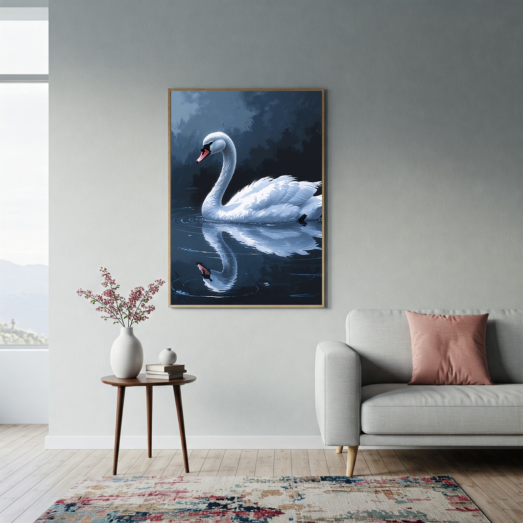 Abstract White Swan Lake Wall Art | Digital Download
