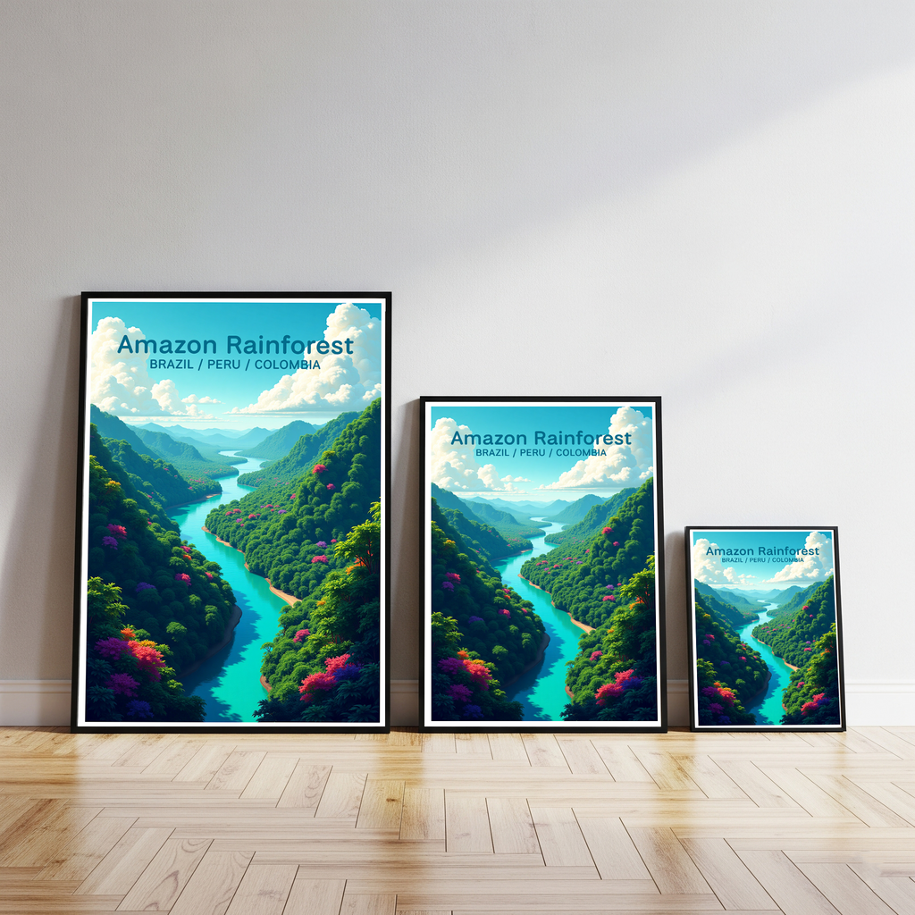Digital art of the Amazon Rainforest by Reflectionare showing lush green trees and vibrant jungle scenery in vivid detail.