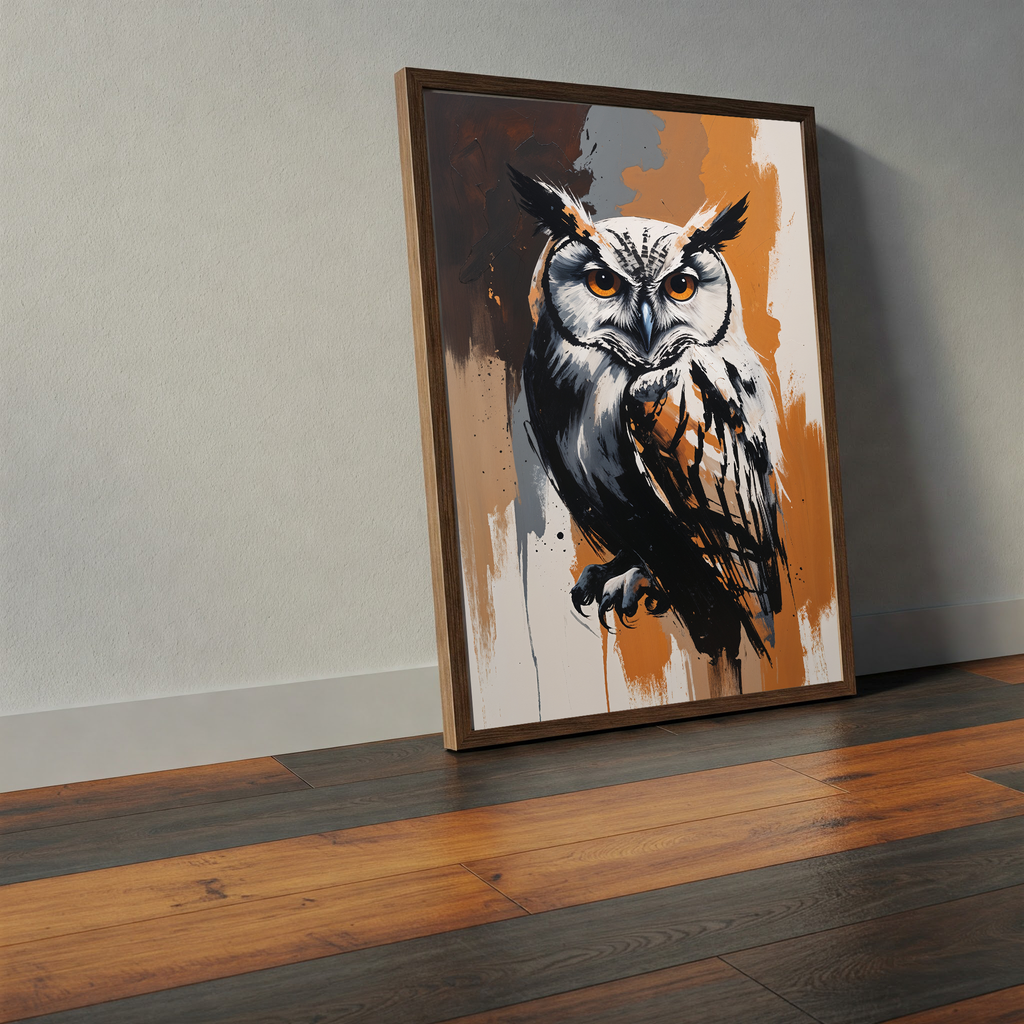Abstract Great Horned Owl Wall Art Print | Digital Download