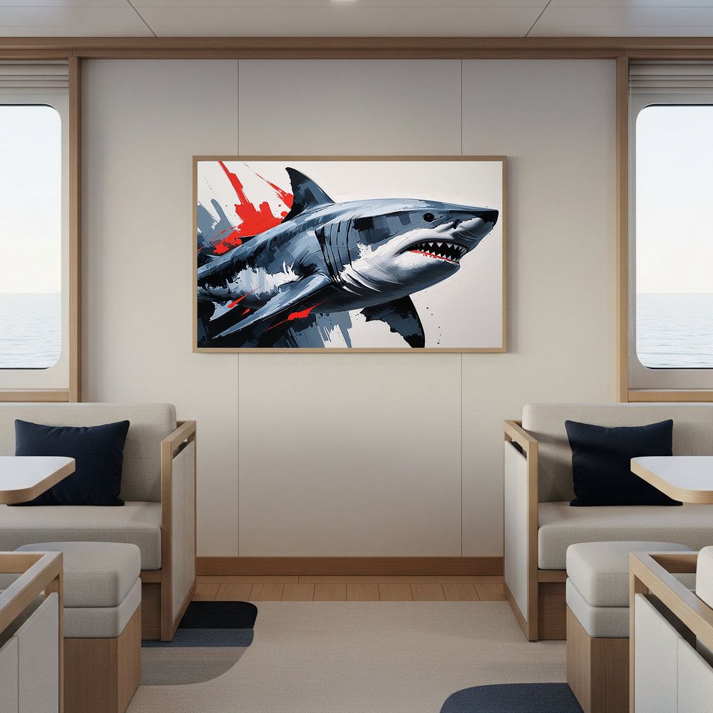 Modern Shark Painting Expressive Wall Art | Digital Download
