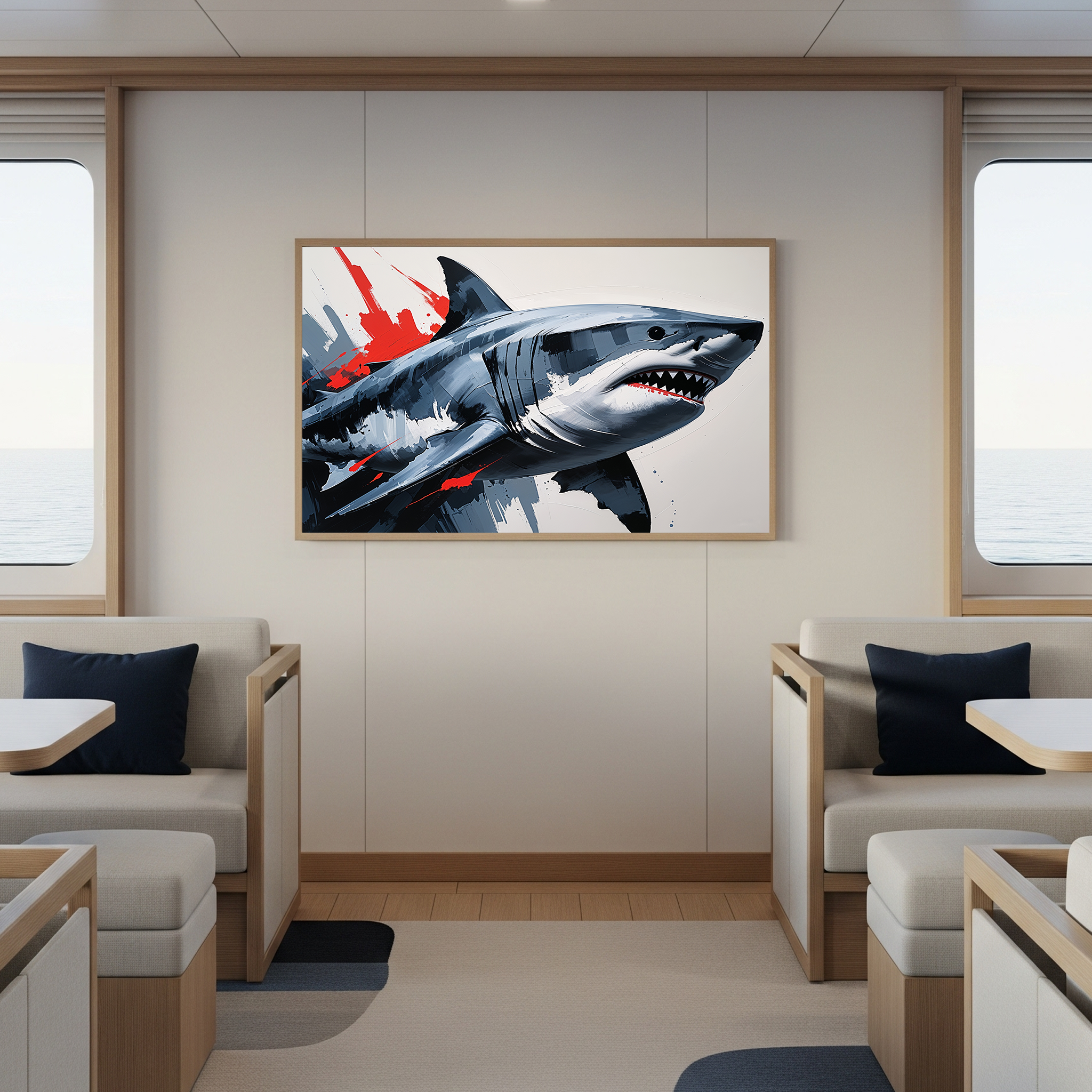 Modern Shark Painting Expressive Wall Art | Digital Download