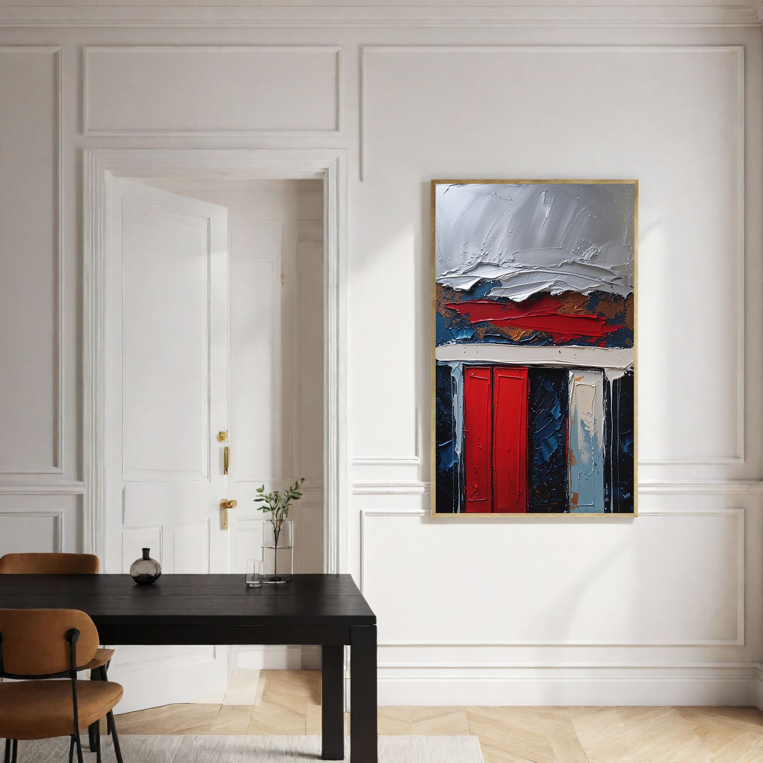 Digital abstract impasto oil painting print by Reflectionare featuring modern textured geometric art with vibrant colors and bold shapes.