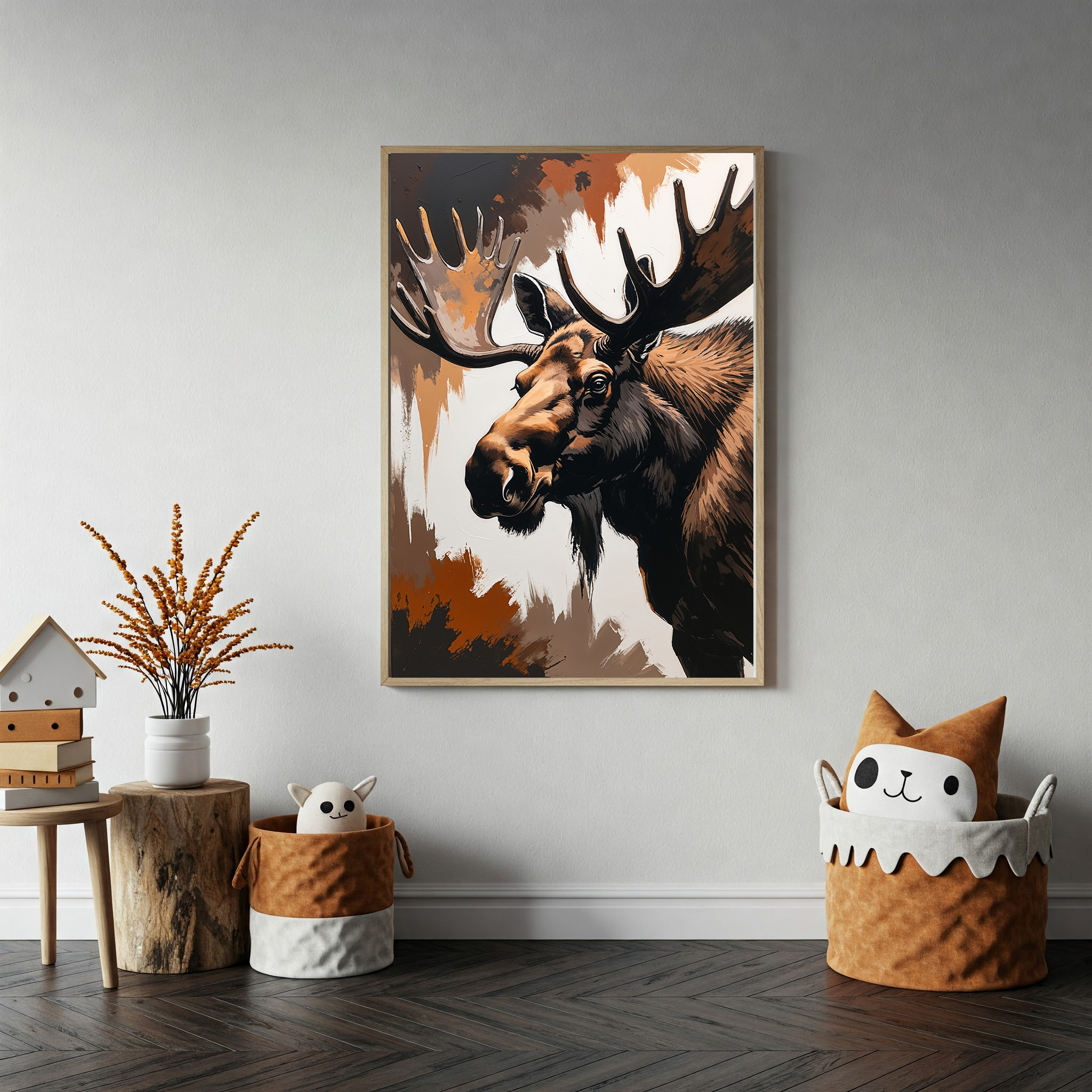 Abstract Moose Portrait Wall Art Print | Digital Download
