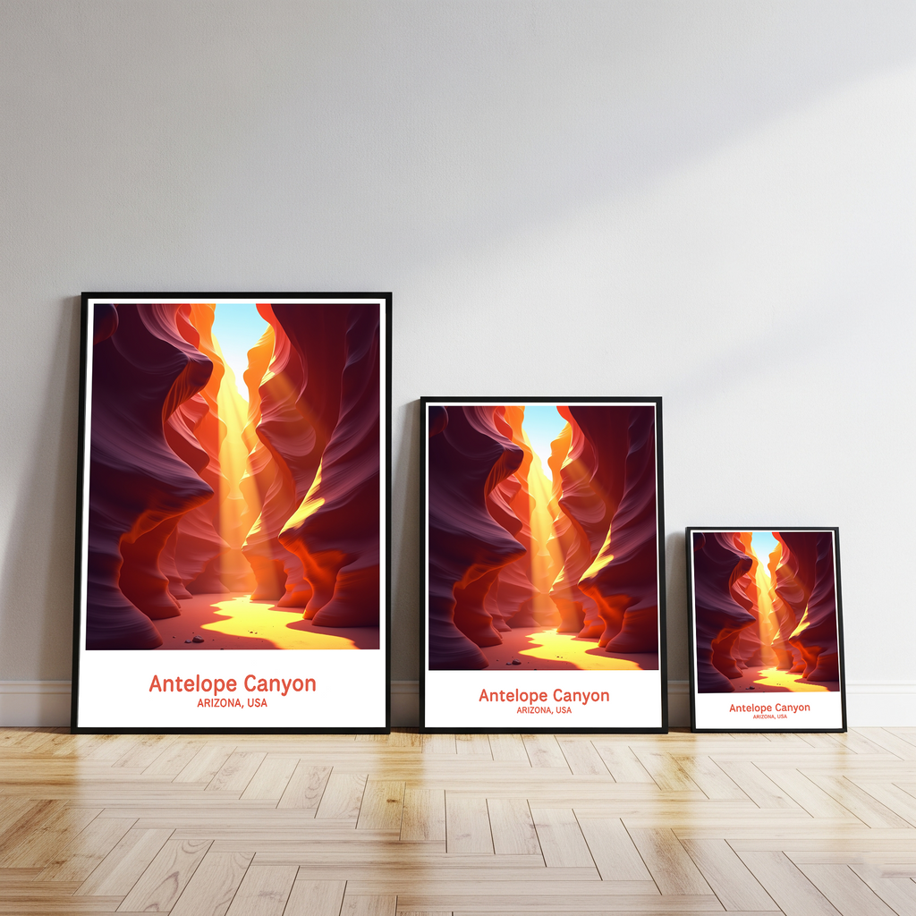 Digital art of Antelope Canyon by Reflectionare, showcasing the canyon's iconic sandstone formations and vibrant natural colors.