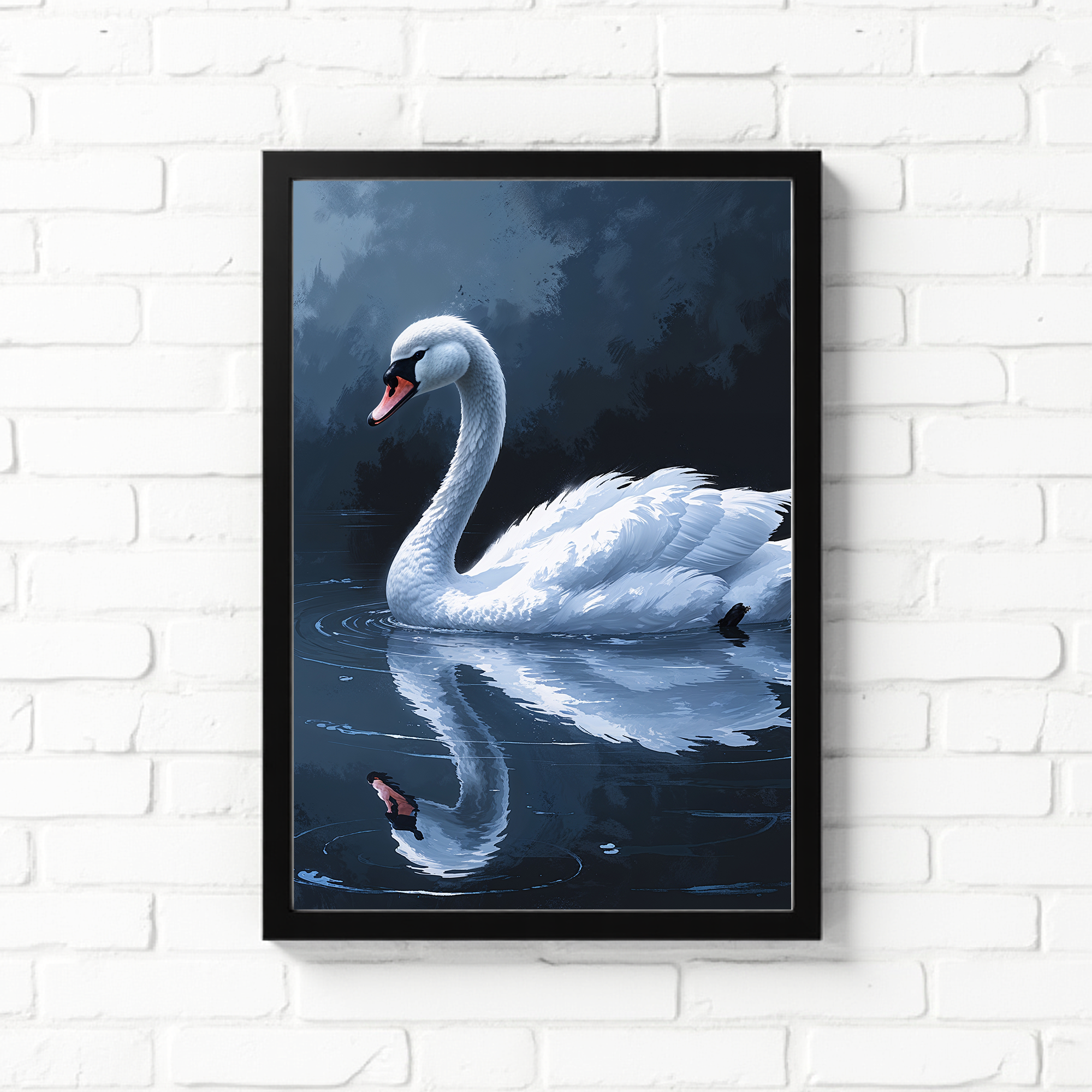 Abstract White Swan Lake Wall Art | Digital Download