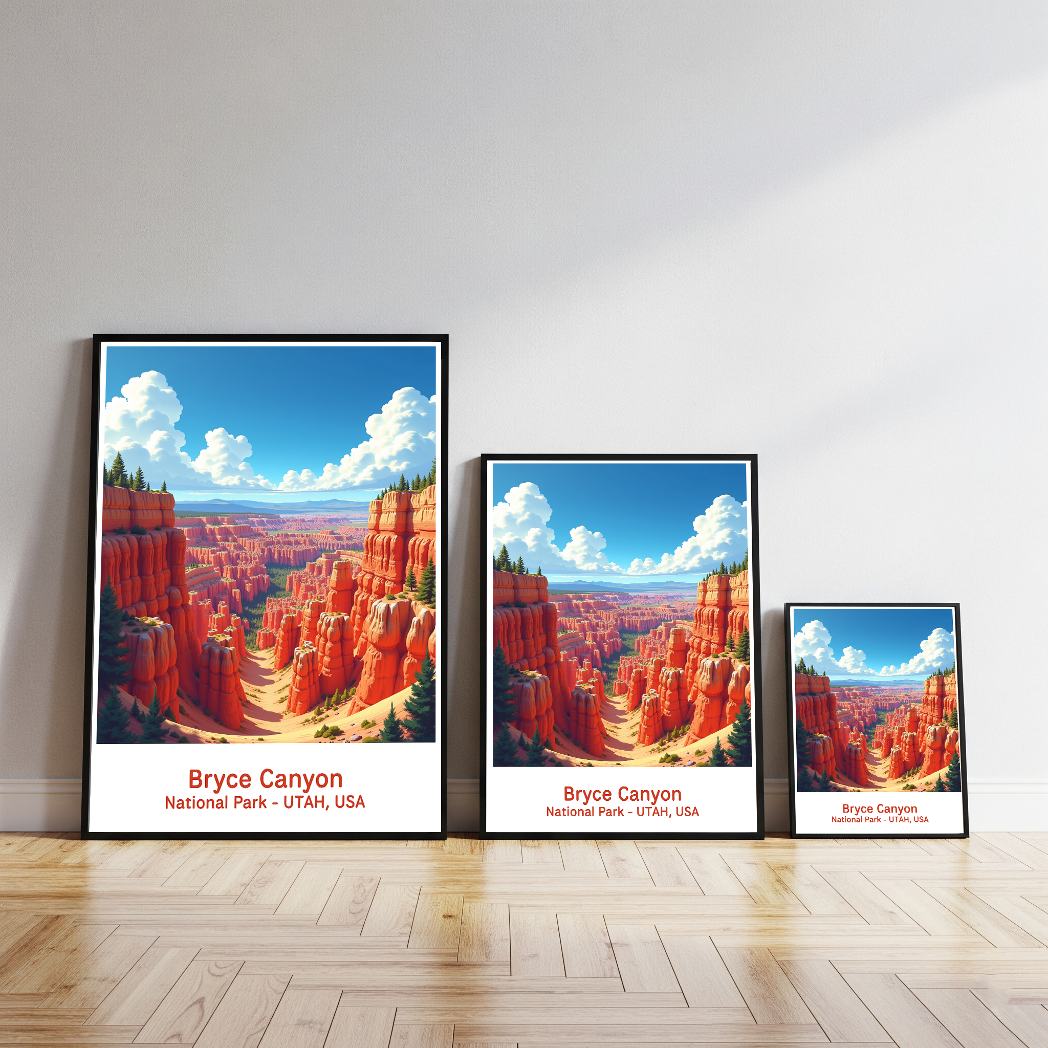 Digital art of Bryce Canyon National Park by Reflectionare, showcasing vibrant rock formations and scenic canyon views.