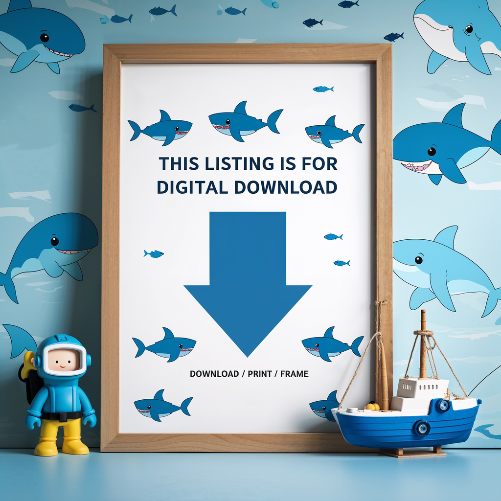 Modern Shark Painting Expressive Wall Art | Digital Download