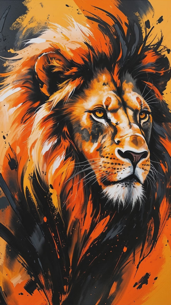 Abstract Lion Portrait Wall Art | Digital Download