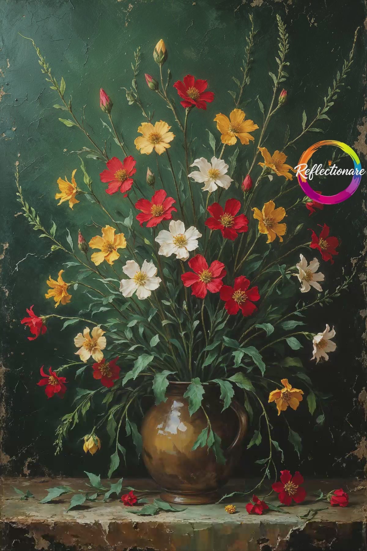 Vintage Floral Bouquet Art Print | Retro Flower Still Life Decor