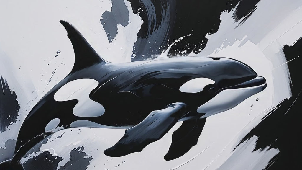 Monochrome Abstract Orca Whale Painting | Digital Download