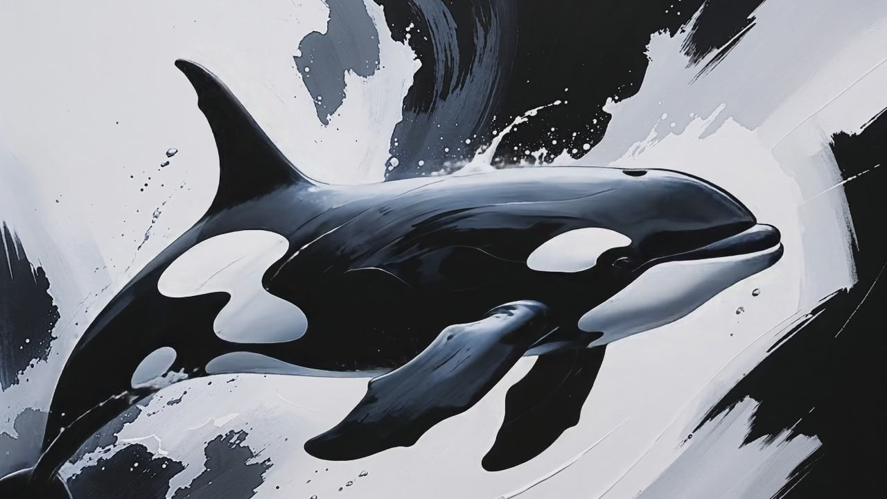 Monochrome Abstract Orca Whale Painting | Digital Download