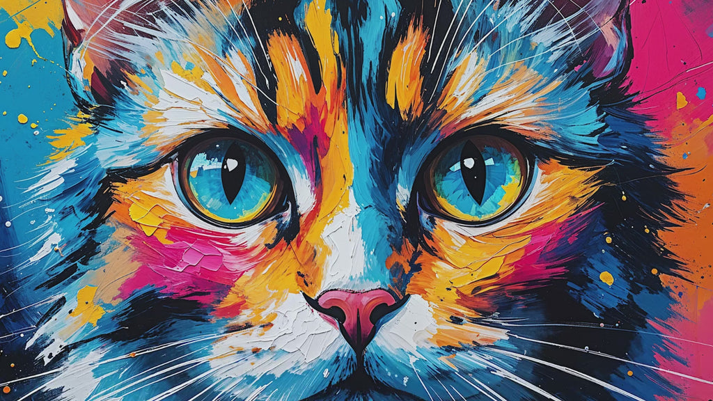 Abstract Calico Cat Portrait Art Poster