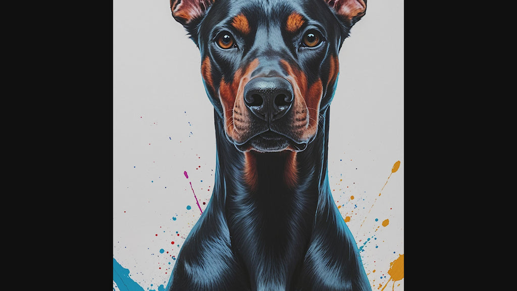 Colorful Doberman Abstract Art Poster